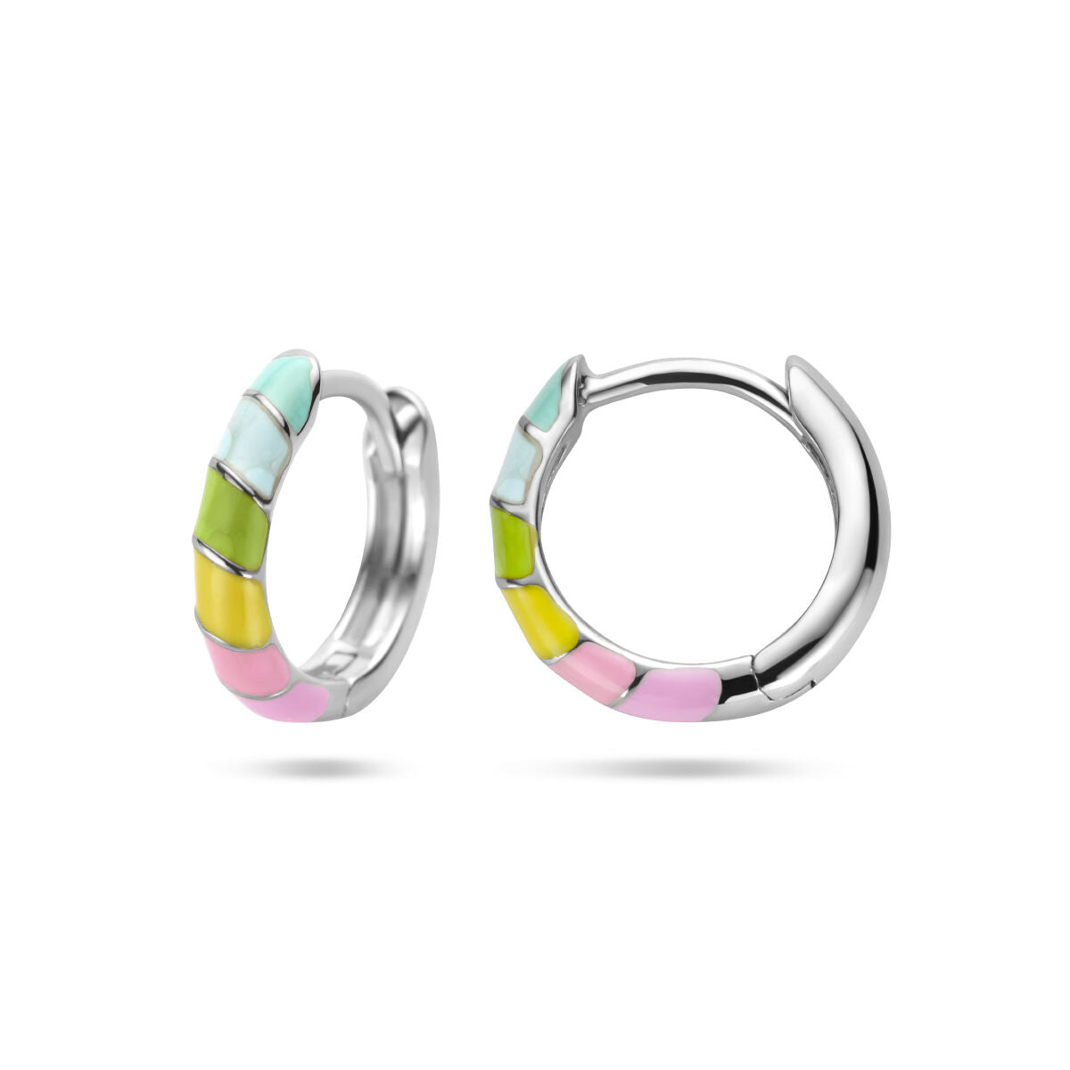 orecchini a cerchietto smalto argento rodiato