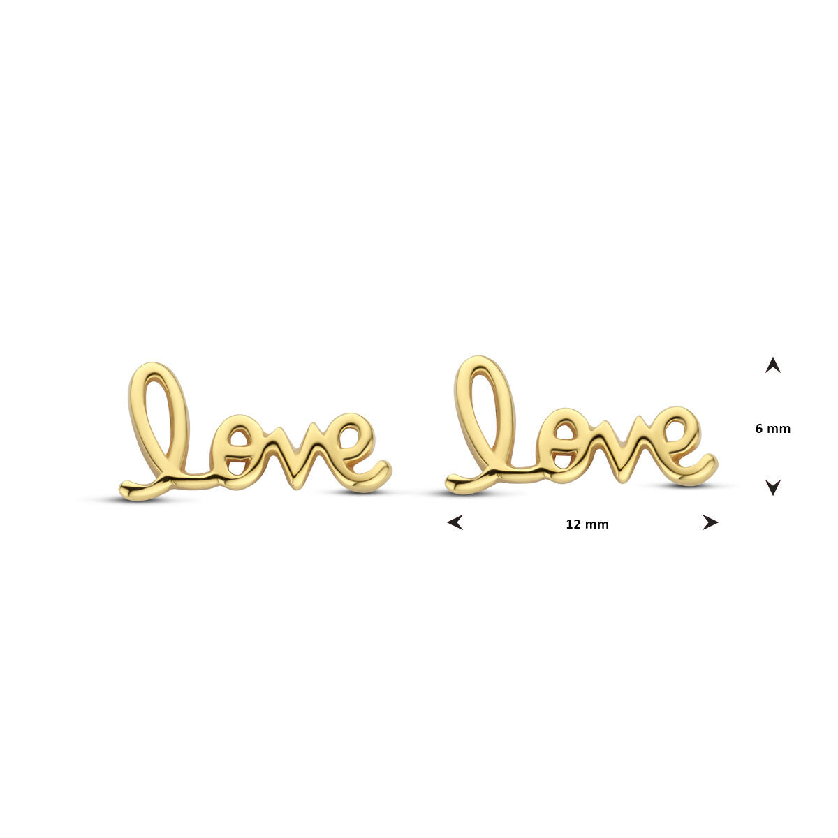 orecchini a bottone love 6 mm 1 micron argento placcato (giallo)
