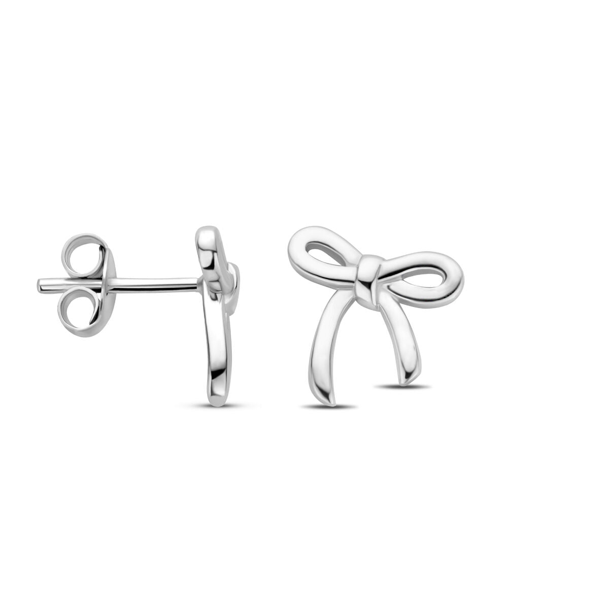 orecchini a bottone fiocco 10 mm argento rodiato