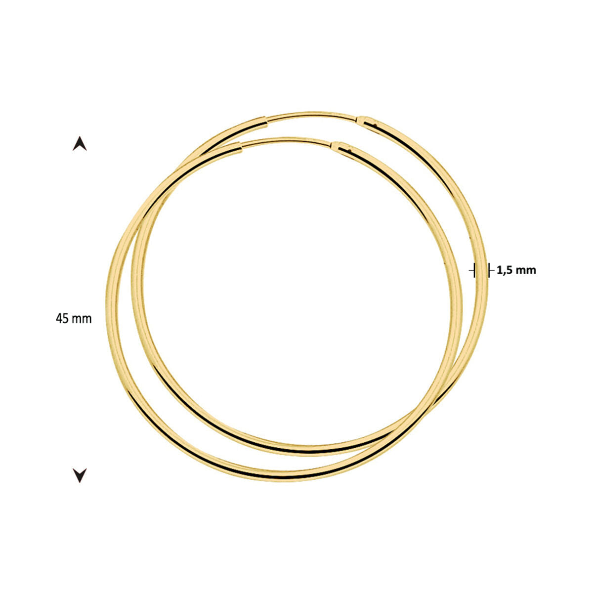 orecchini a cerchio tubo rotondo 1,5 mm 1 micron argento placcato (giallo)