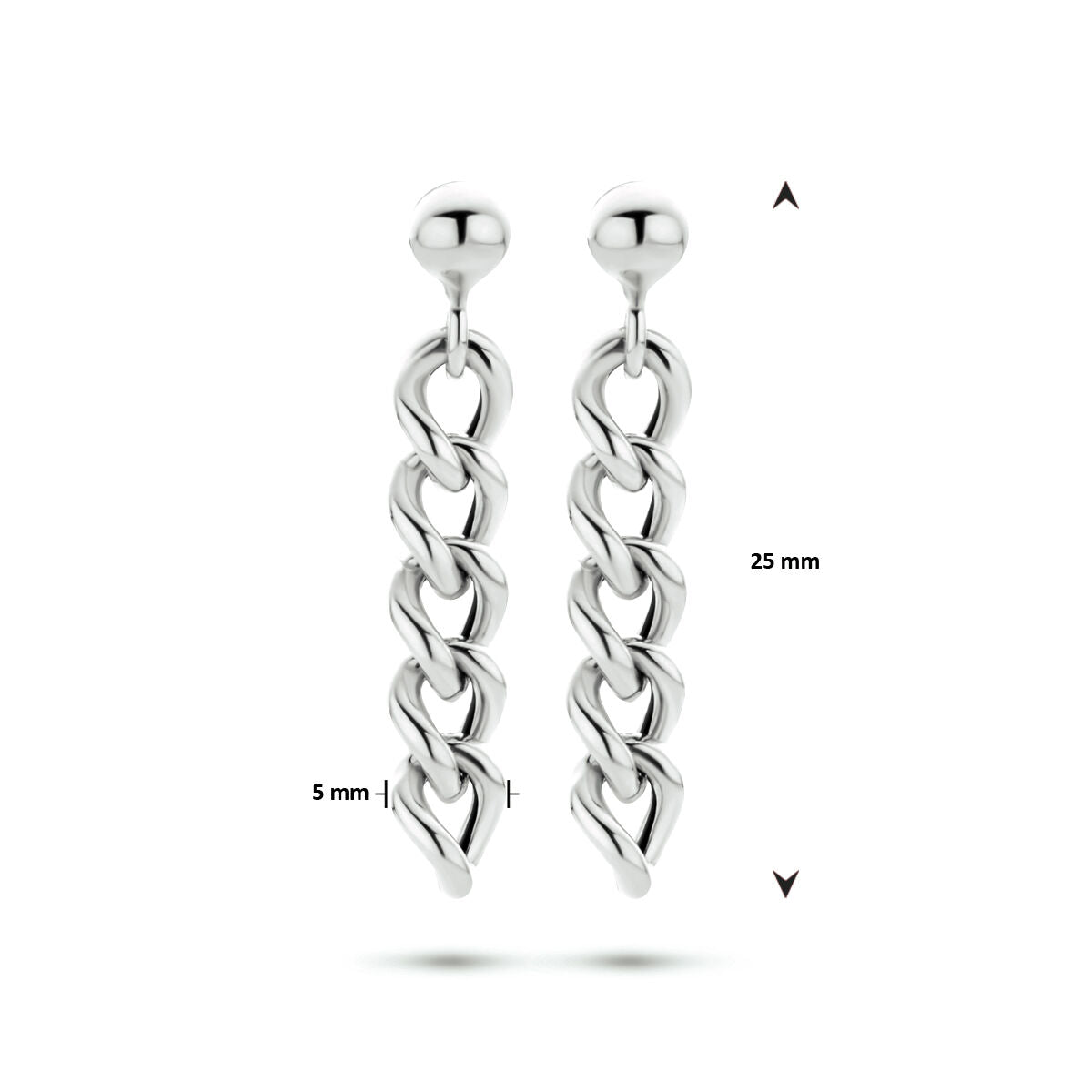 orecchini pendenti a maglia argento rodiato