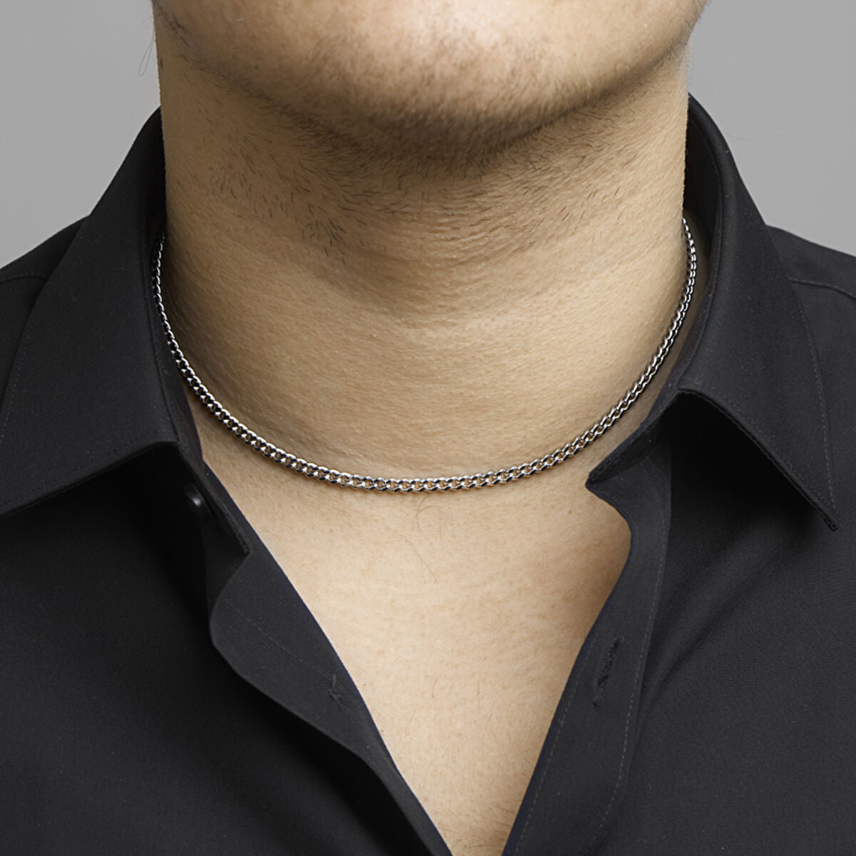 Collana gourmette sfaccettata 4,3 mm acciaio inossidabile