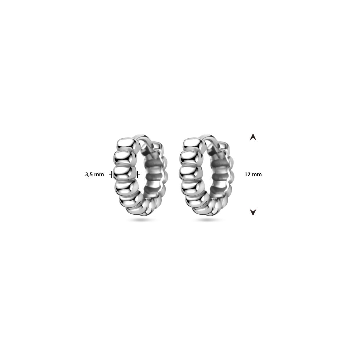 orecchini a cerchio 12 mm argento rodiato