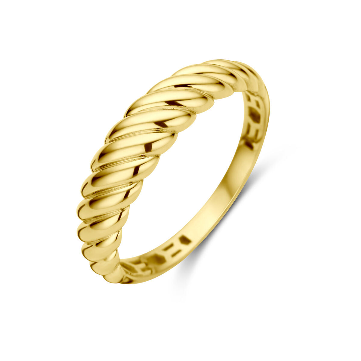 anello intrecciato in oro giallo 14K