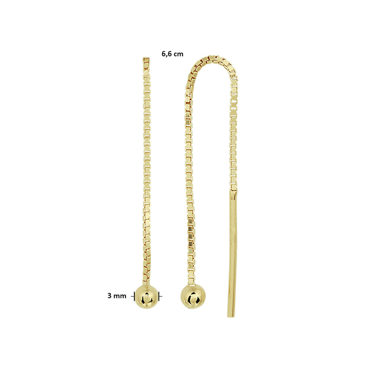 orecchini a catenella passante sferetta 1 micron argento dorato (giallo)