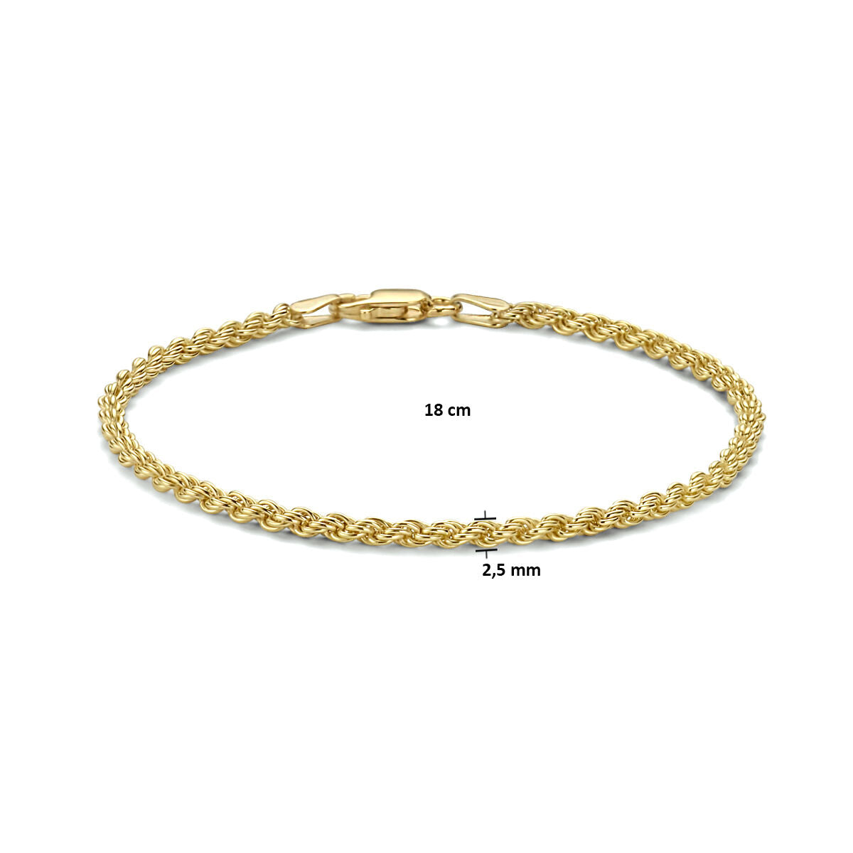 cordoncino 2,5 mm 3 micron argento placcato (oro giallo)