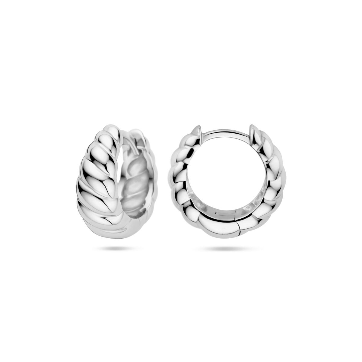 orecchini a scatto attorcigliati 6,5 mm argento rodiato