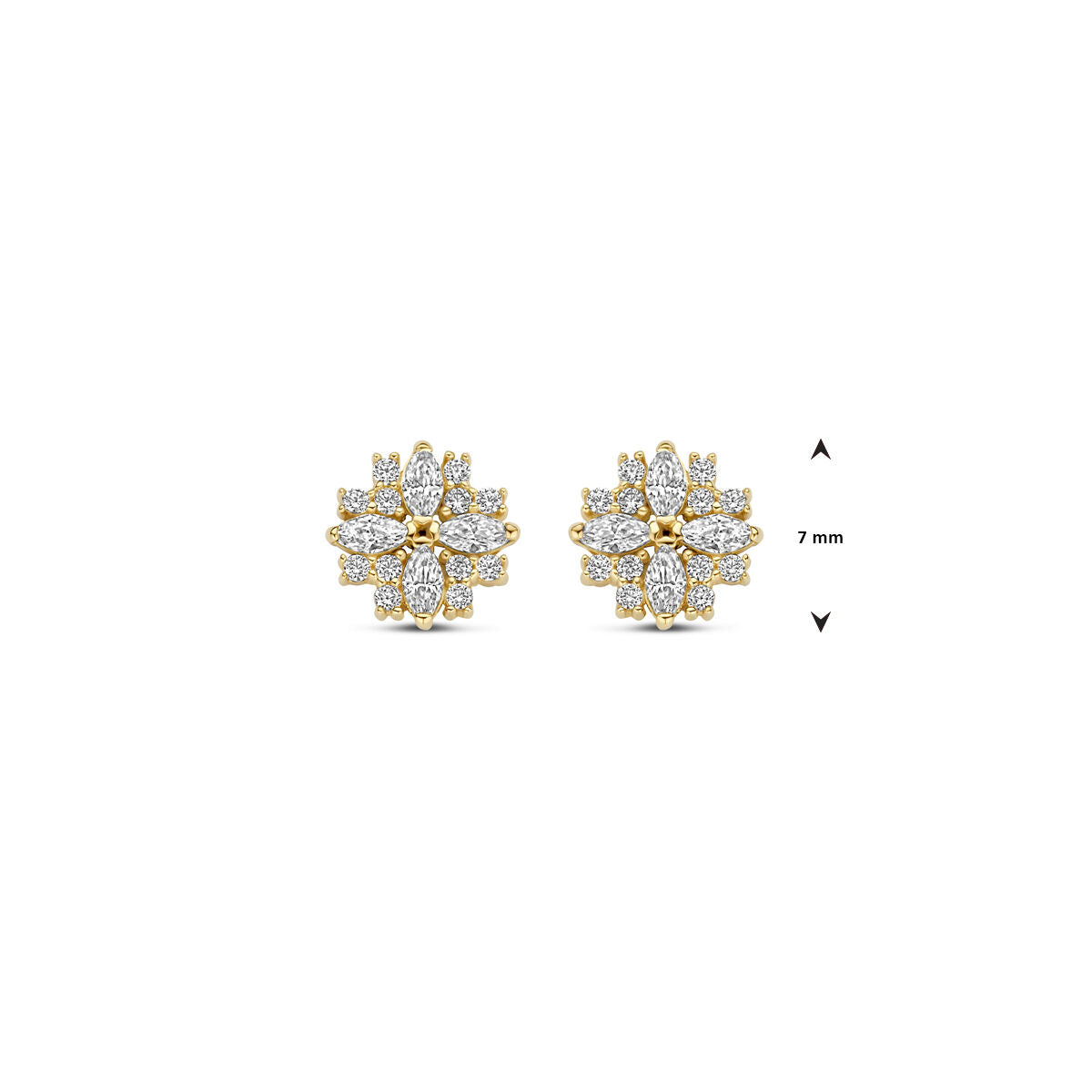 orecchini a bottone zirconia 7 mm oro giallo 14K