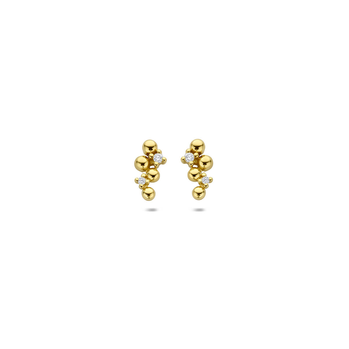 Orecchini in oro giallo 14k con diamanti, design a palline.