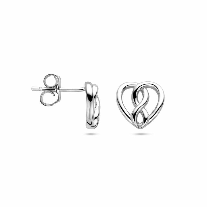 oorknoppen hart en infinity zilver gerhodineerd
