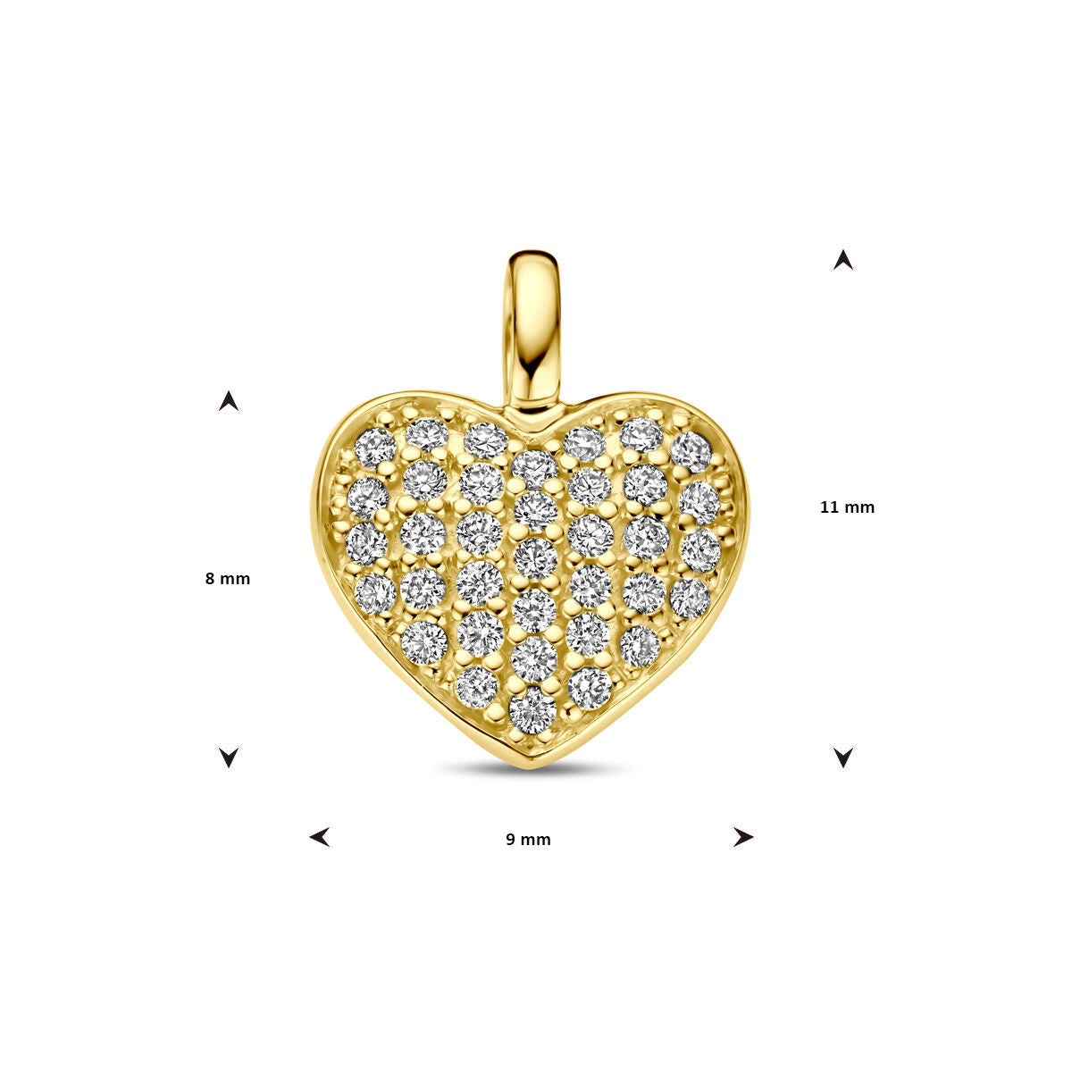 Ciondolo cuore e diamante h si oro giallo 14K