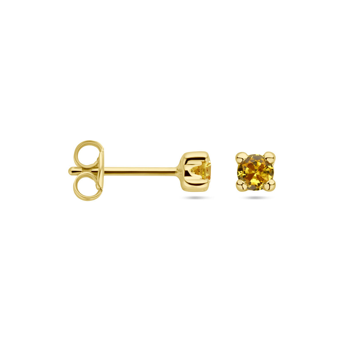 orecchini a bottone citrino sintetico 14K oro giallo