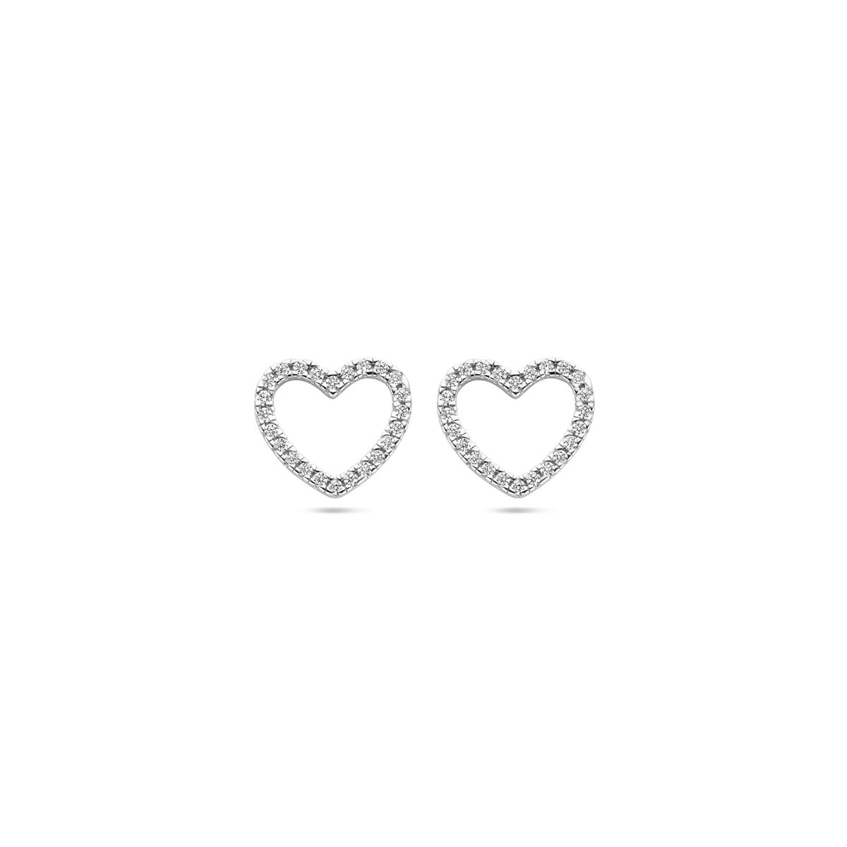 orecchini a bottone cuoricino zircone 10 mm argento rodiato