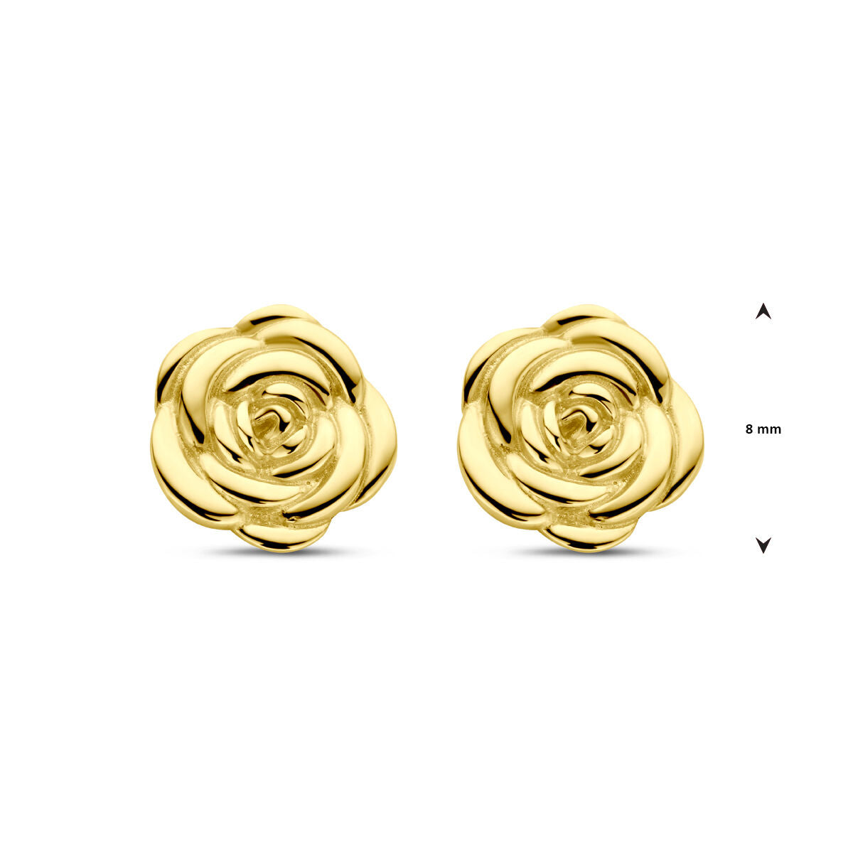 orecchini a bottone rosa 8 mm oro giallo 14K