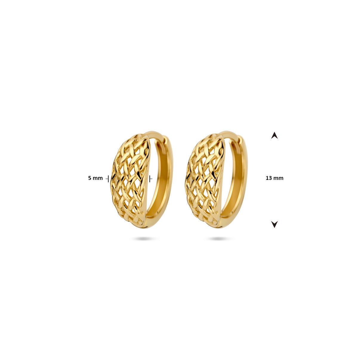 orecchini a cerchio a scatto intrecciati 13 mm oro giallo 14K