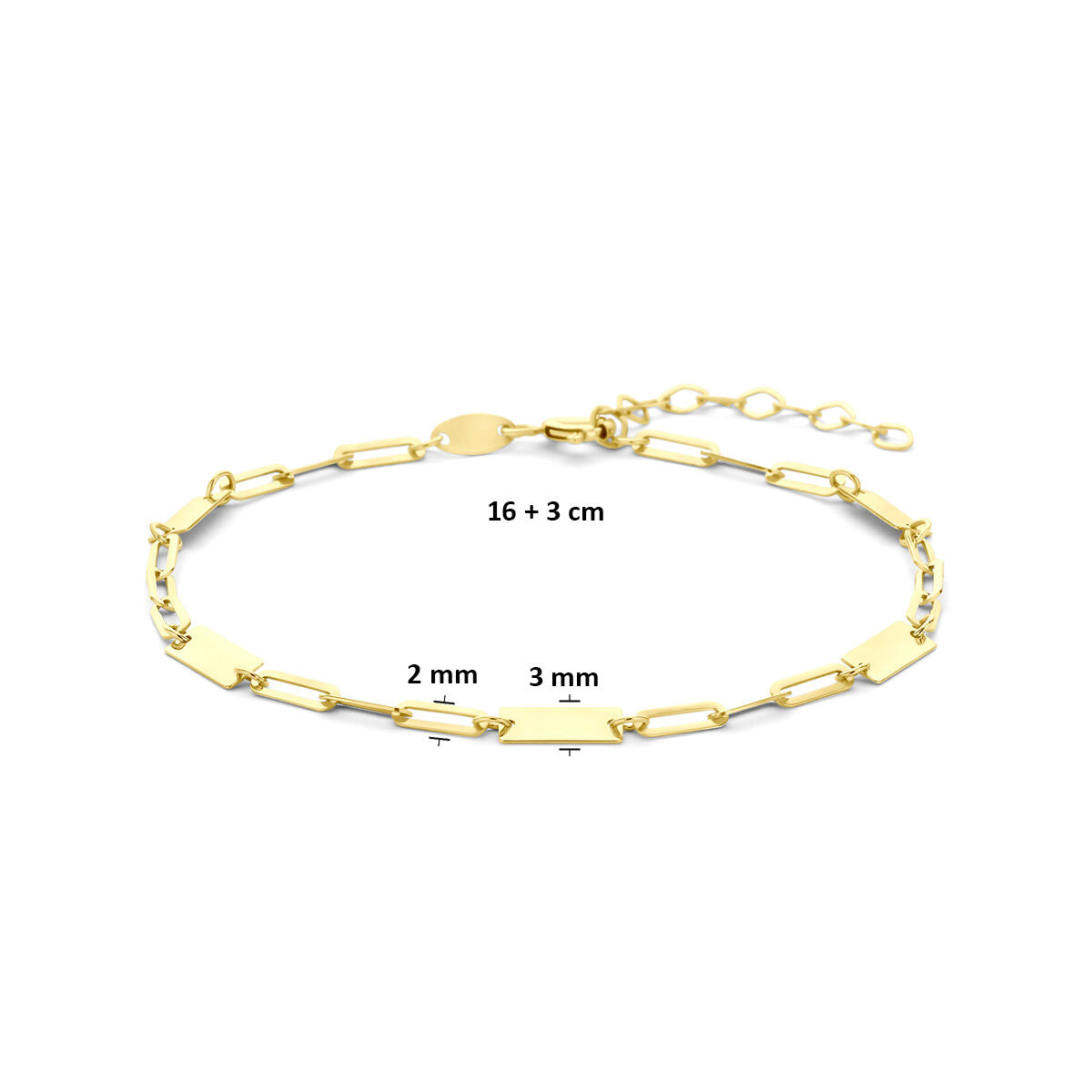 Bracciale color oro giallo con placchette – 9k