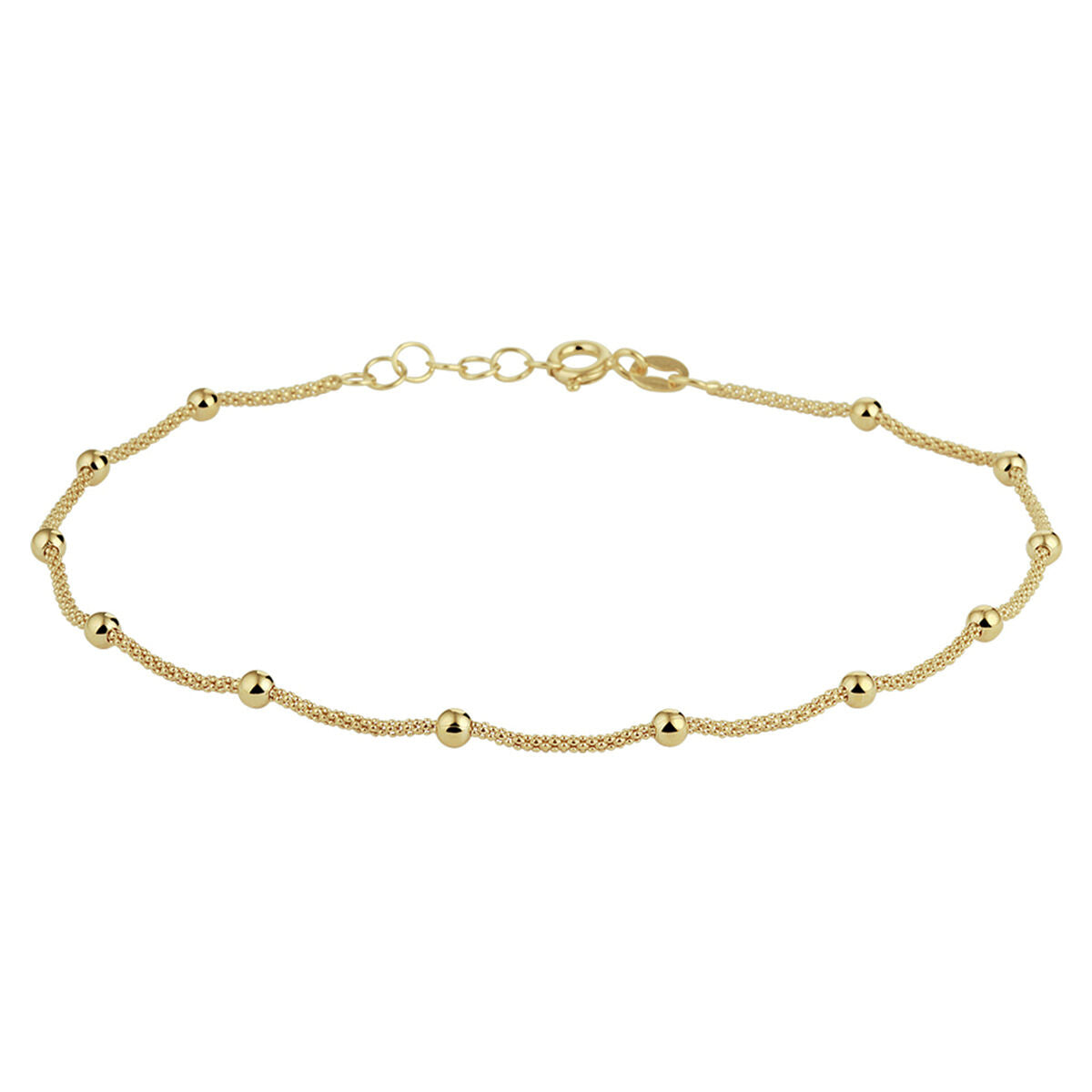 Bracciale con palline dorate, lunghezza 24 + 2 cm, in argento placcato oro.