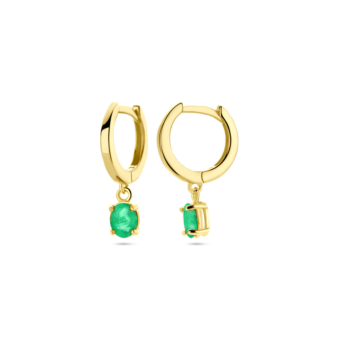 orecchini a cerniera smeraldo 19 mm 14K oro giallo