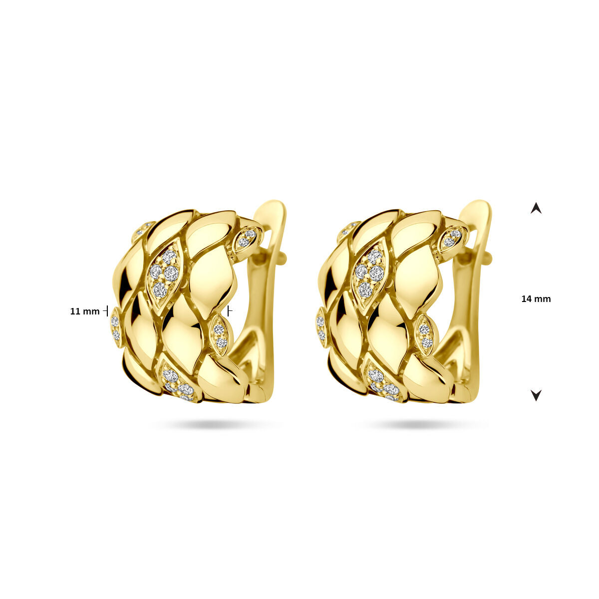 orecchini a cerchio diamante 0.16ct (2x 0.08ct) h si 14 mm 14K oro giallo