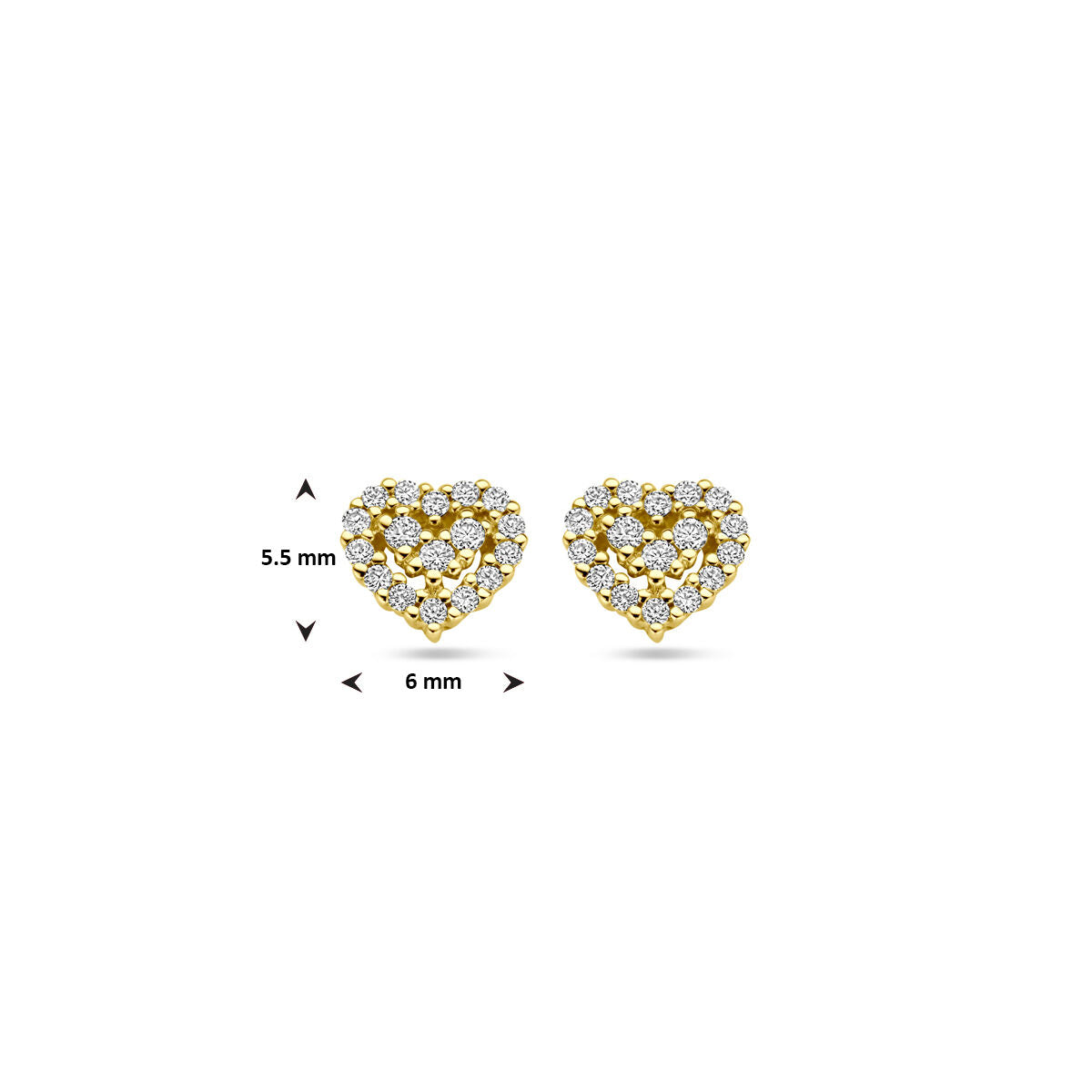 orecchini a bottone cuoricino diamante 0,16ct (2x 0,08ct) h si 14K oro giallo
