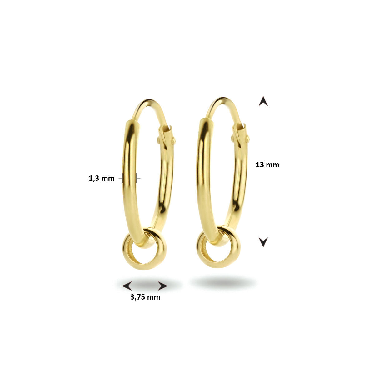 Orecchini a cerchio anellino oro giallo 14K