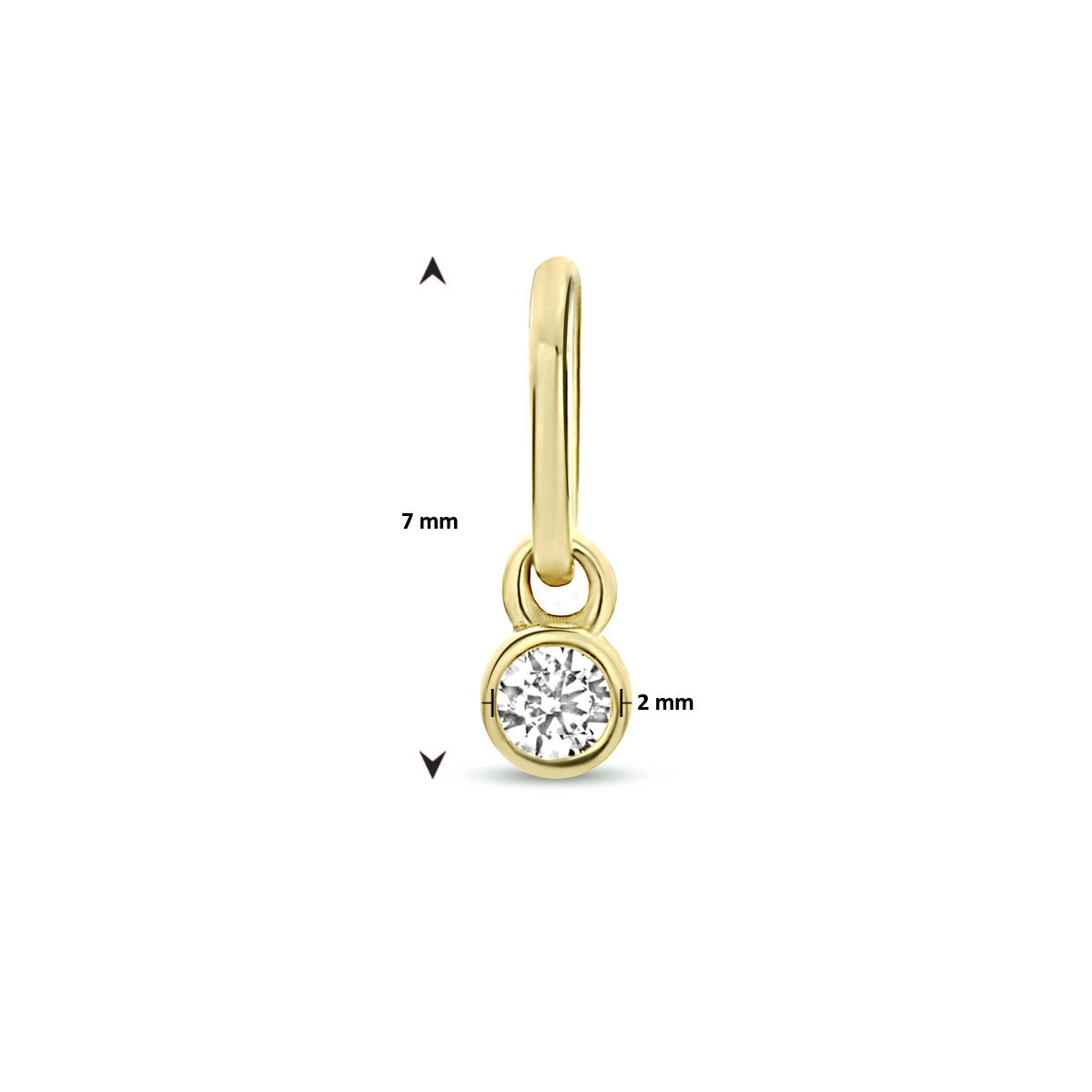ciondolo rotondo zircone oro giallo 14K