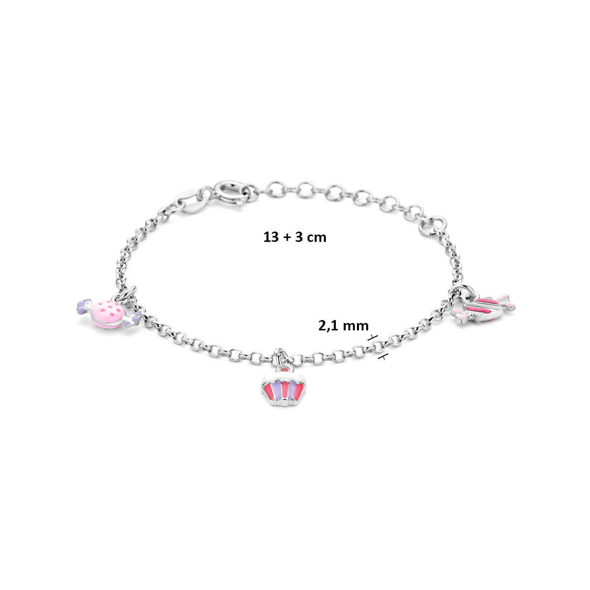 Bracciale per bambini in argento – argento 925 rodiato con accenti di colore