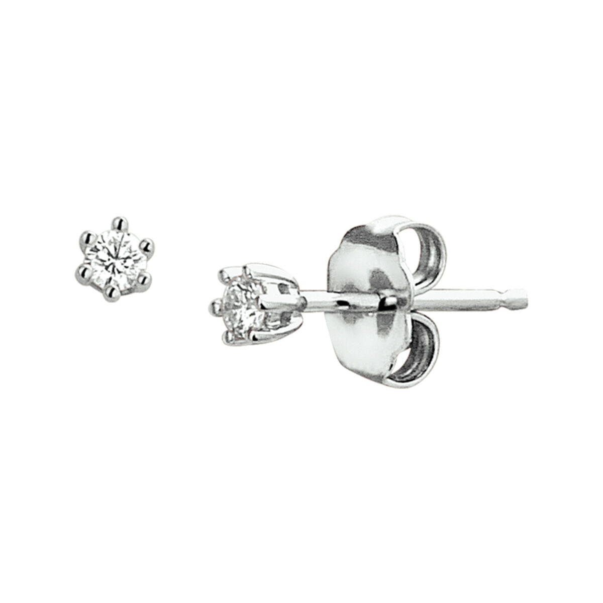 Orecchini in oro bianco 14K con diamanti da 0,10 ct (2x0,05 ct), design a stella.