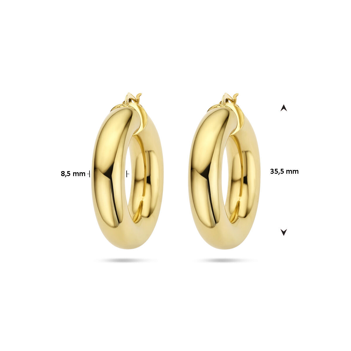 orecchini a cerchio 8,5 mm tubo rotondo 1 micron argento placcato oro (giallo)