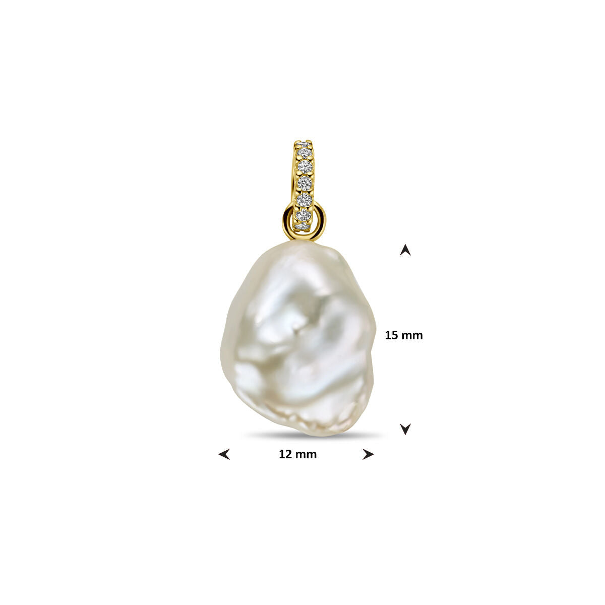 ciondolo perla e diamante 0.04ct h si oro giallo 14K
