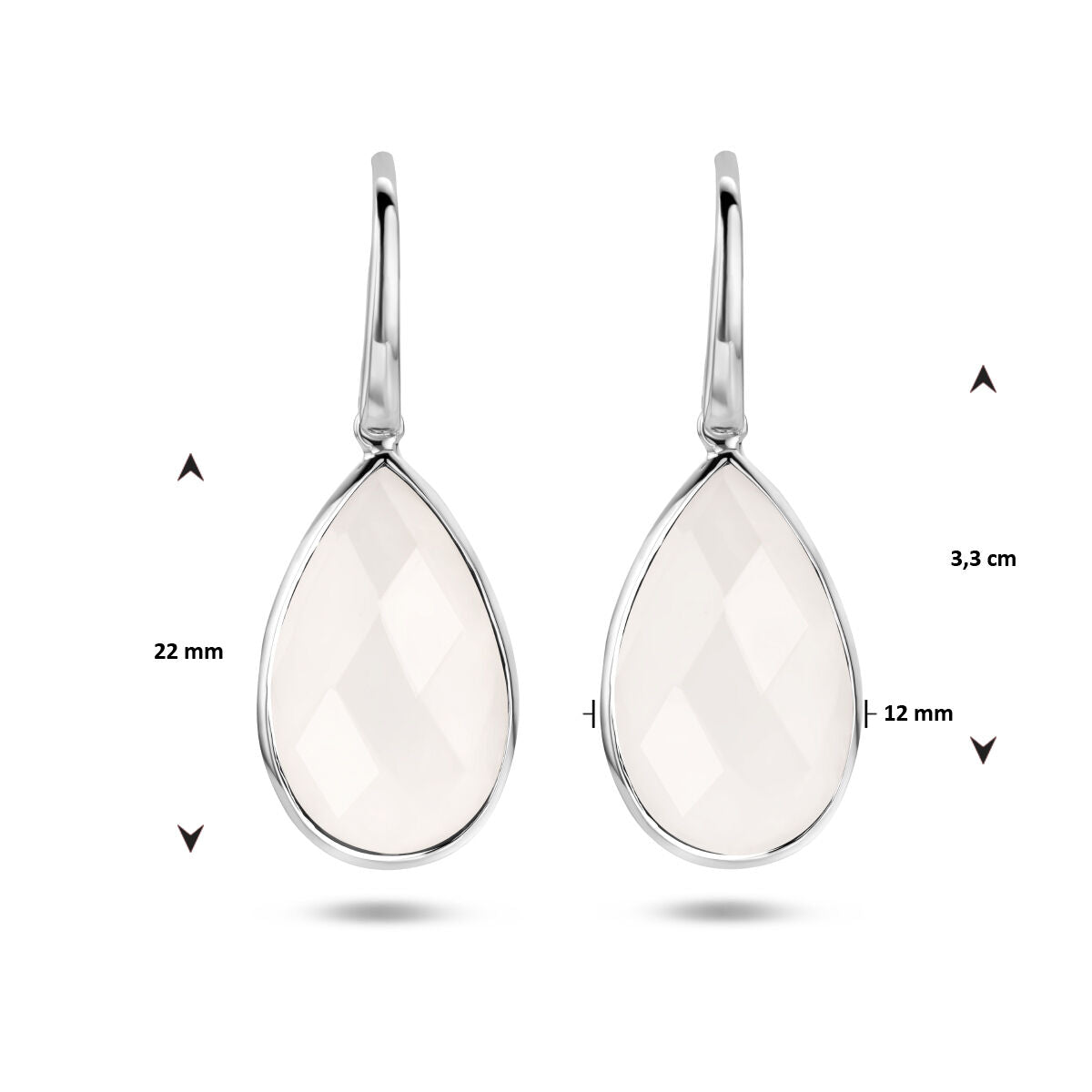 orecchini pendenti agata bianca gancio francese argento rodiato