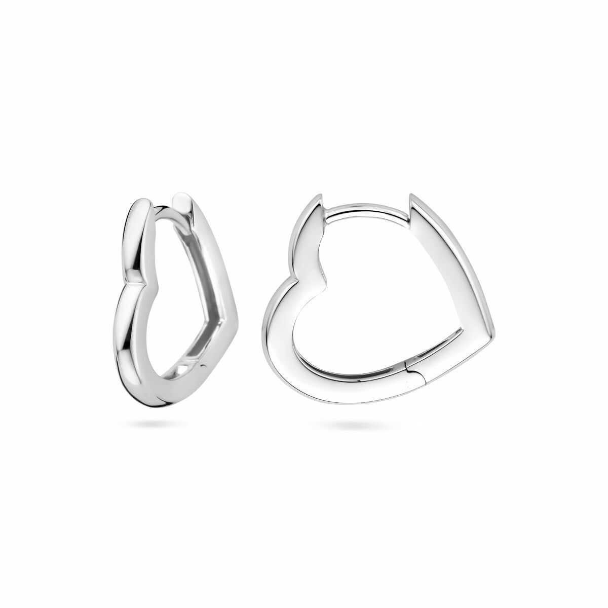 orecchini a cerchio pieghevole cuoricino 16 mm argento rodiato