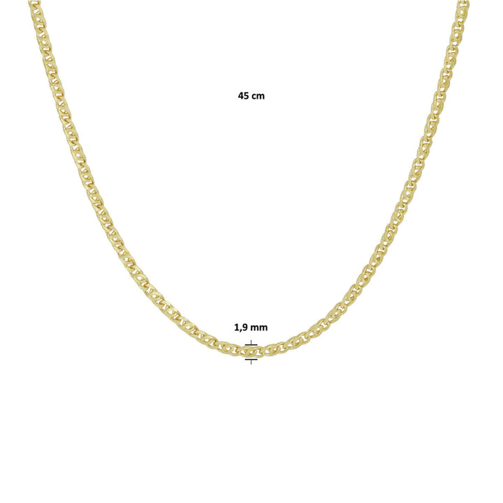 collier valkenoog 1,9 mm 45 cm 14K geelgoud