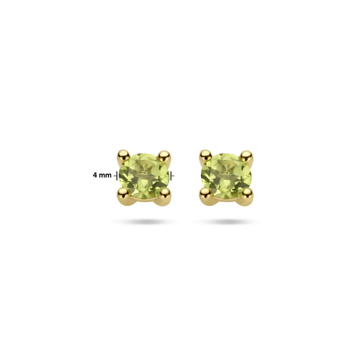 oorknoppen peridot 14K geelgoud