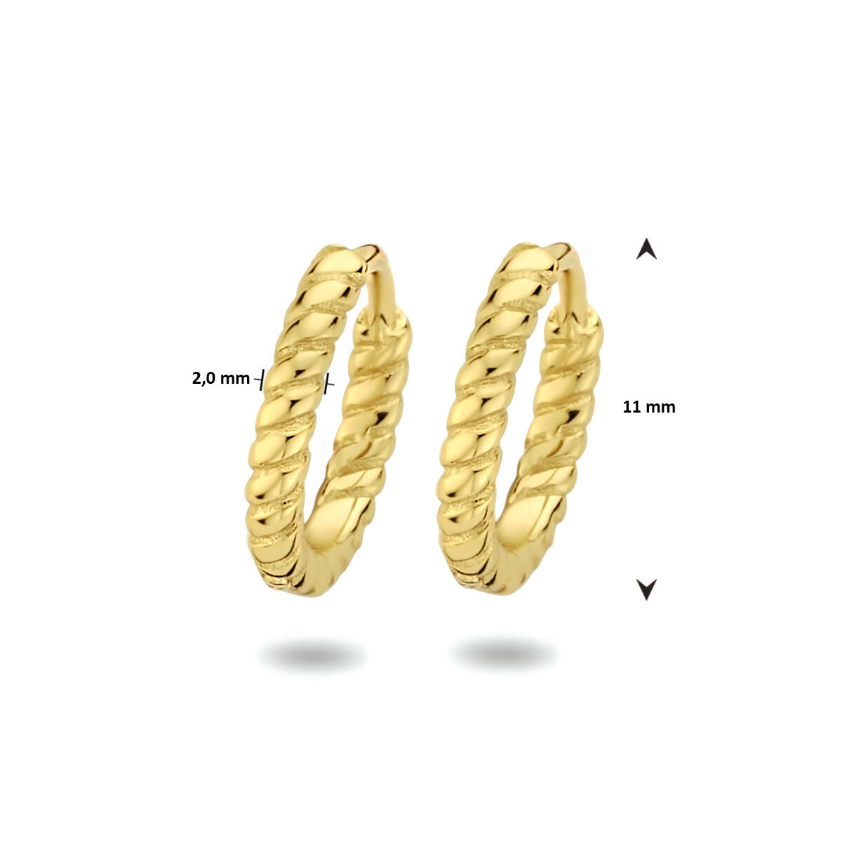 orecchini a cerchio ritorti argento placcato oro 1 micron (giallo)