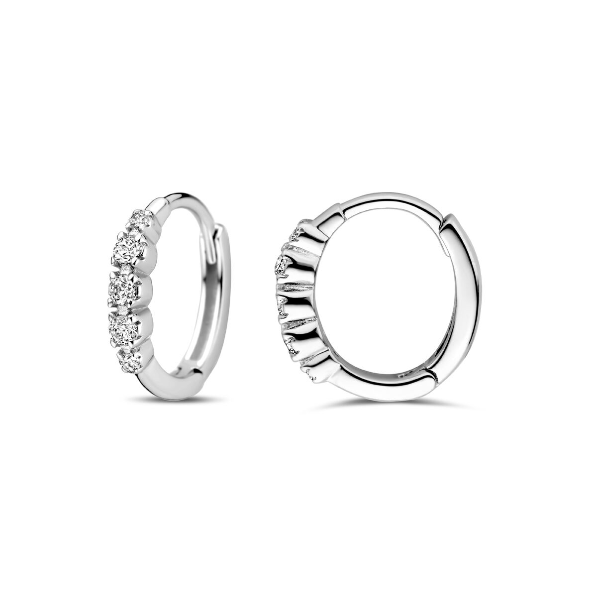 orecchini a cerchio zirconia 11,5 mm argento rodiato