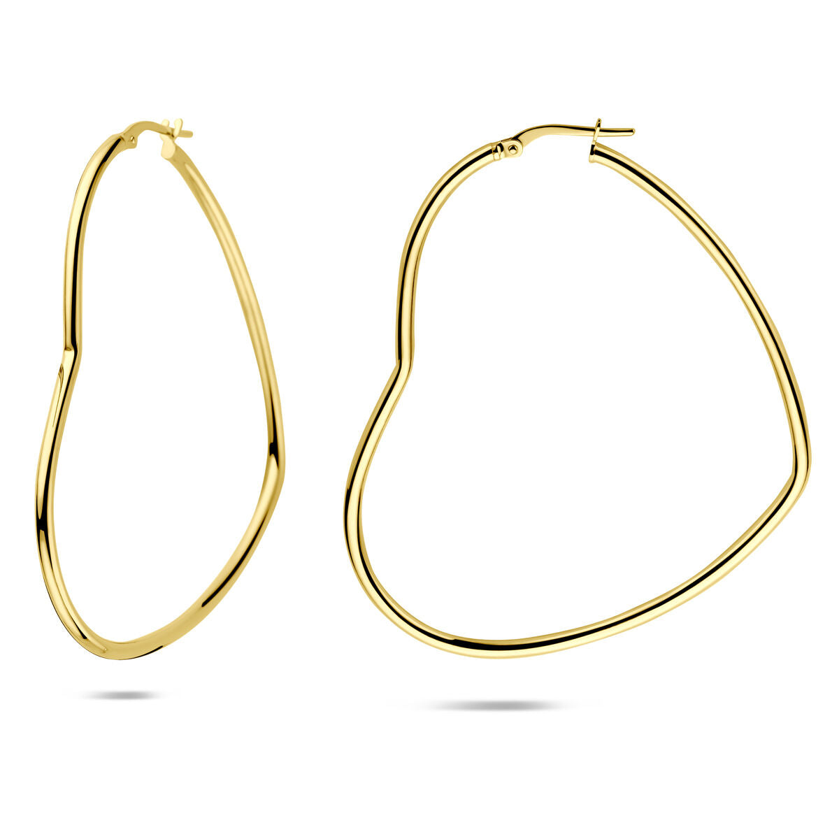 Orecchini a cerchio a forma di cuore in argento dorato da donna