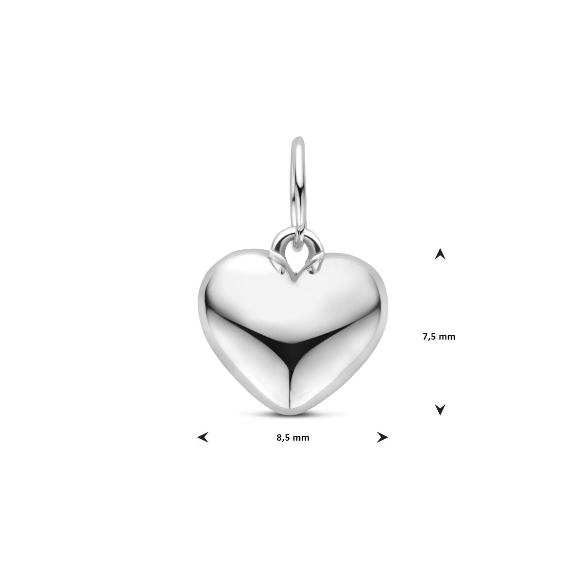ciondolo cuore 12,5 mm argento rodiato