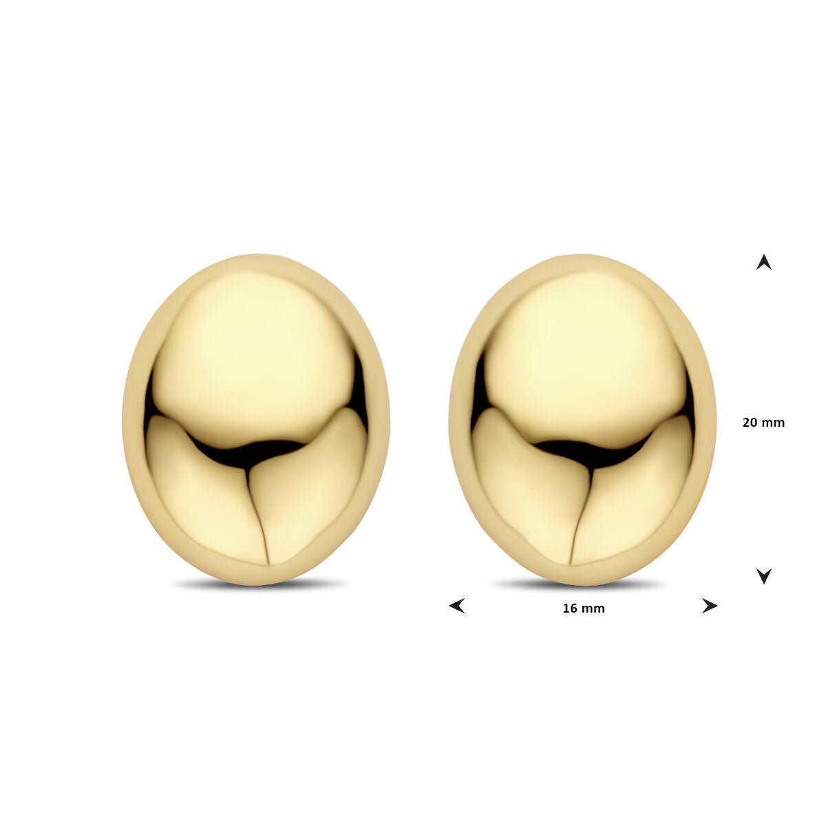orecchini a bottone 20 mm 1 micron argento dorato (giallo)