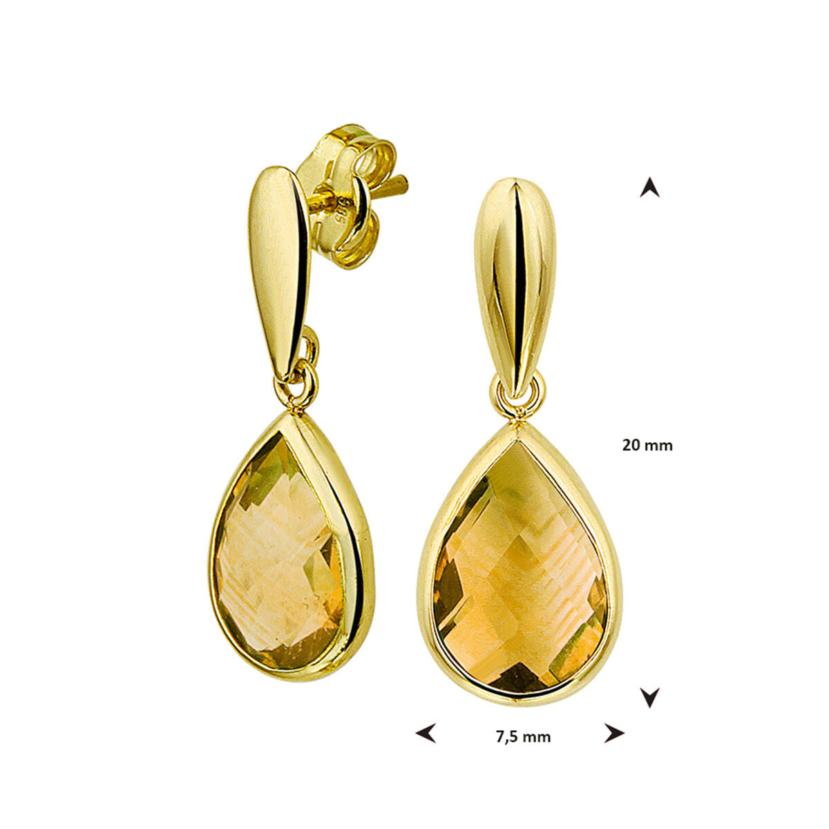 orecchini pendenti citrino 14K oro giallo