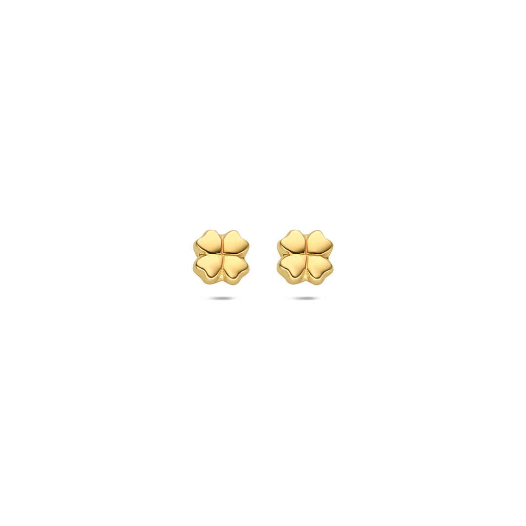 9k oorknoppen klavertje 9K geel