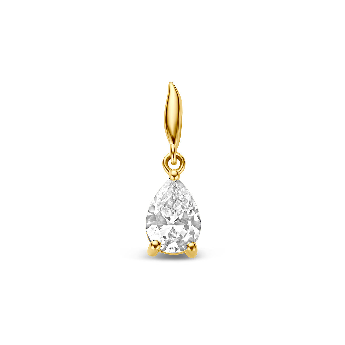 Ciondolo in oro giallo 9K con zircone a forma di goccia di 8 mm.