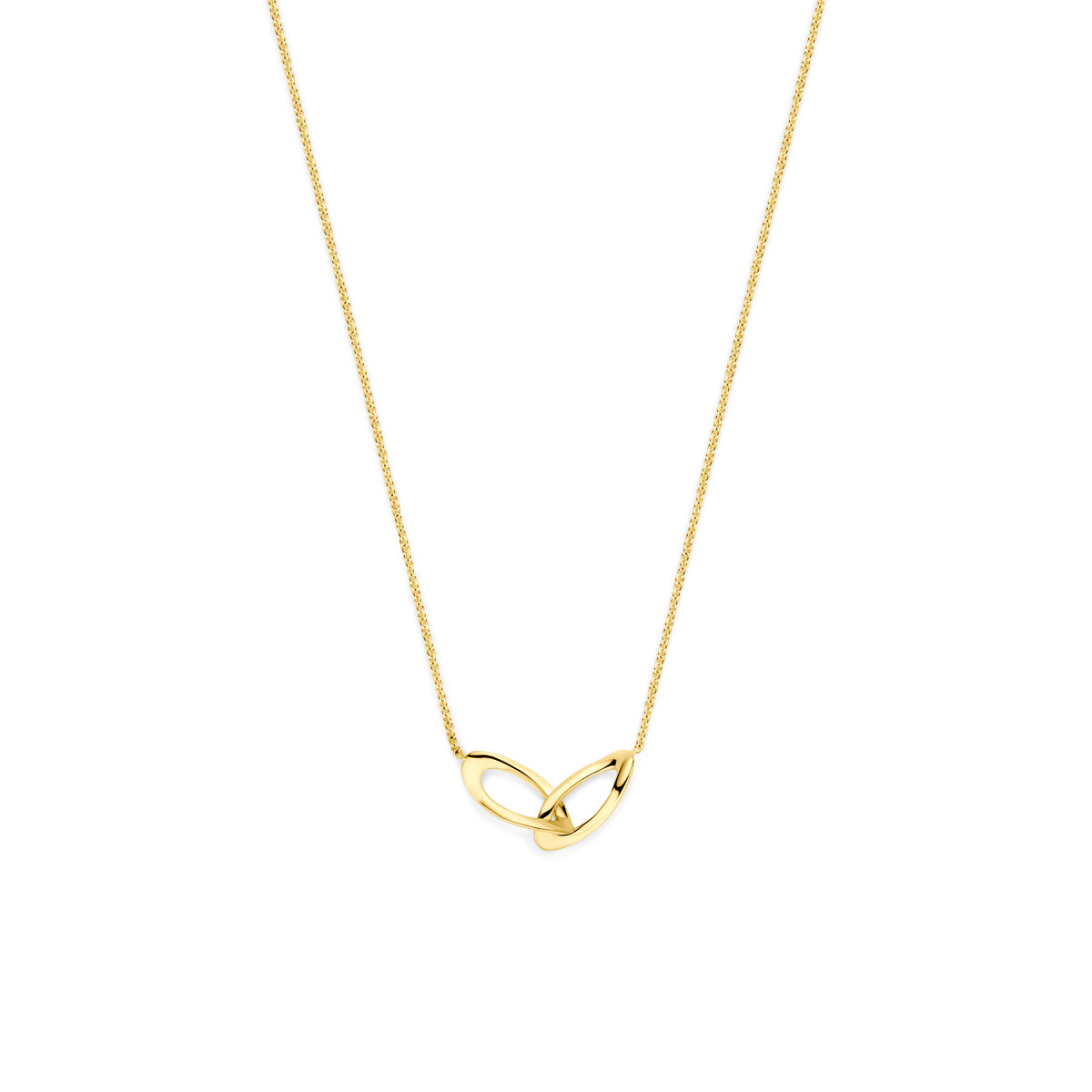 Collana in oro giallo 9K con motivo intrecciato, lunghezza regolabile da 41 a 45 cm.