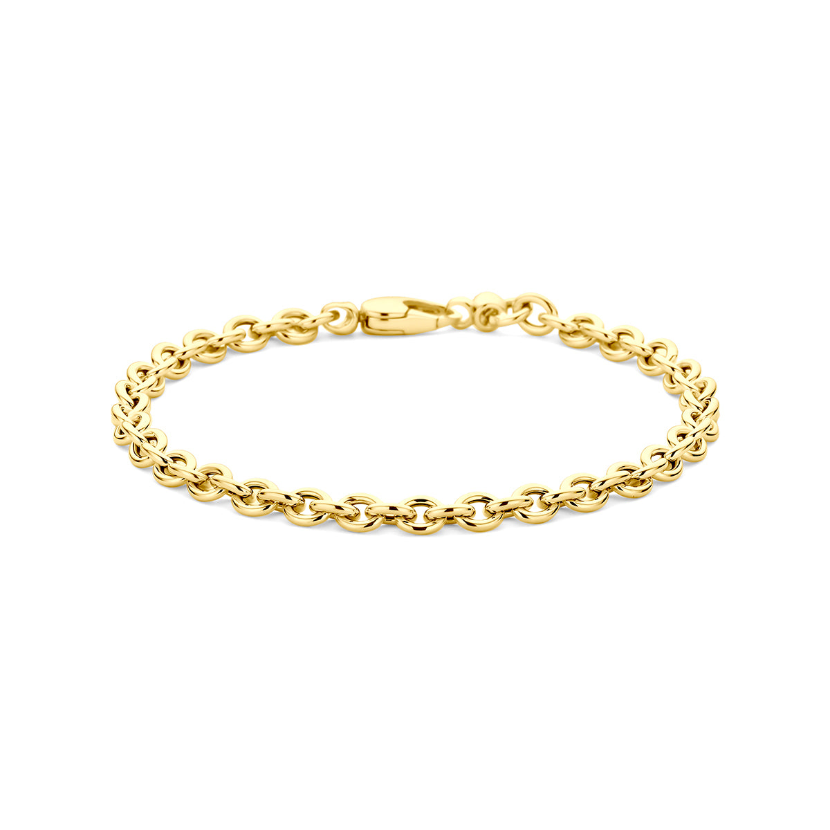 Bracciale in oro giallo 9K, maglia rolò di 4,5 mm, lunghezza 18,5 cm.