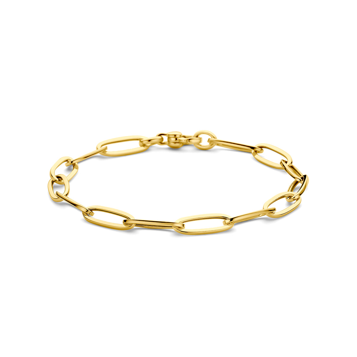 Bracciale in oro giallo 9K, maglia ovale, larghezza 5,7 mm, lunghezza 20 cm.