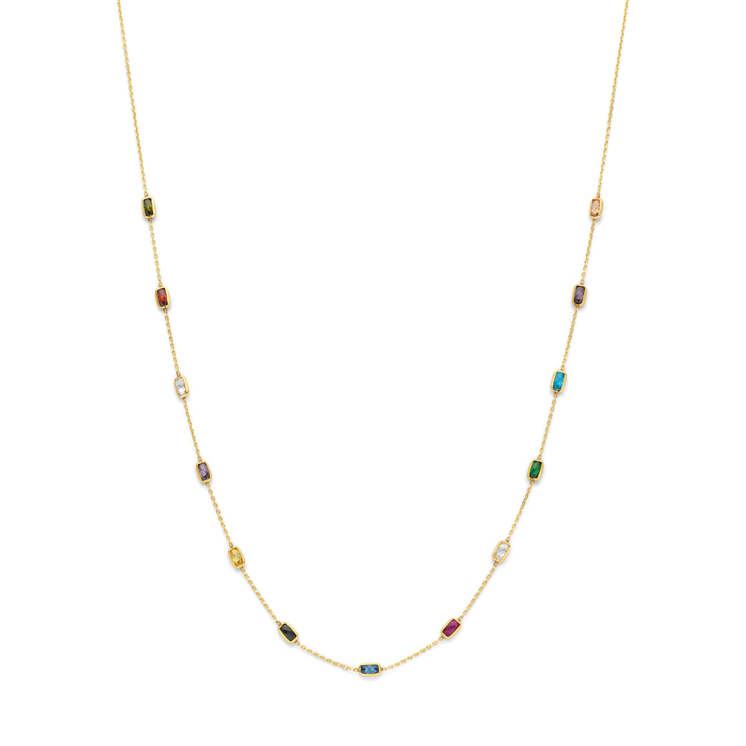 9k collier gekleurd zirkonia 9K geel