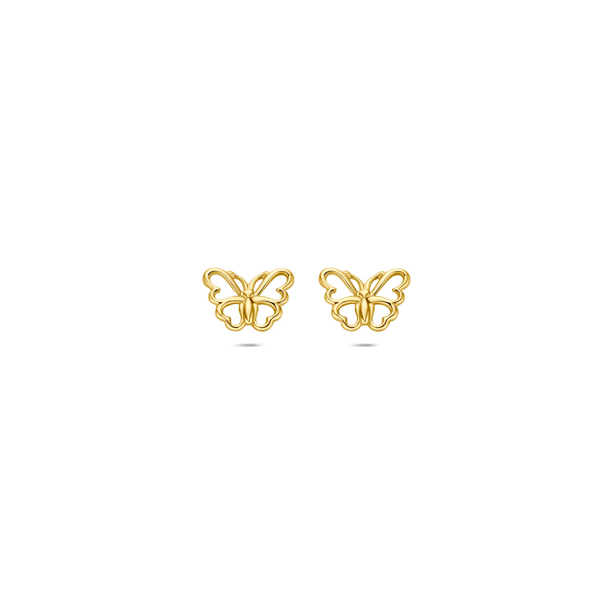 Orecchini a forma di farfalla in oro giallo 9K, dimensione 4,5 mm.