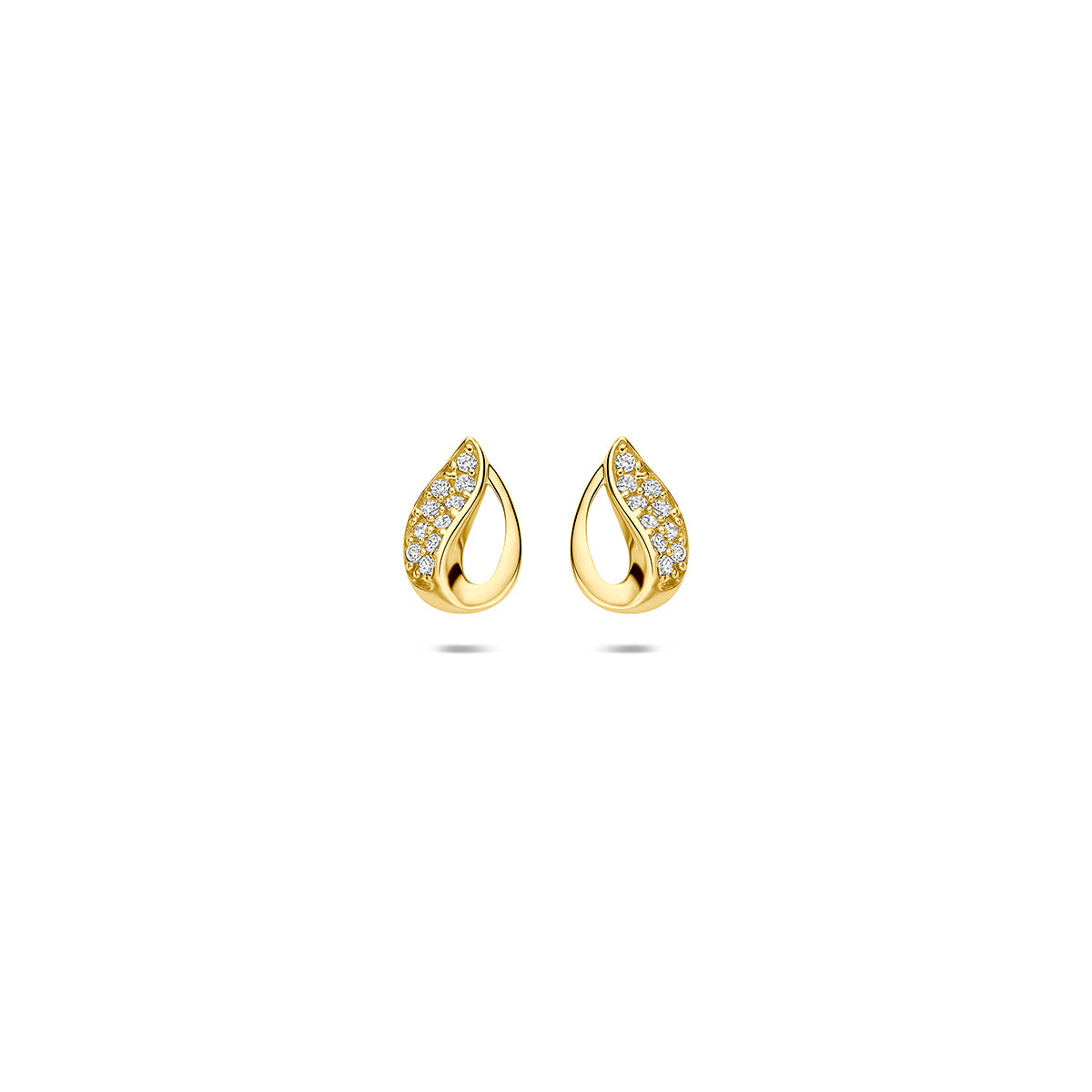Orecchini in oro giallo 9k con zircone a forma di goccia, diametro 8 mm.