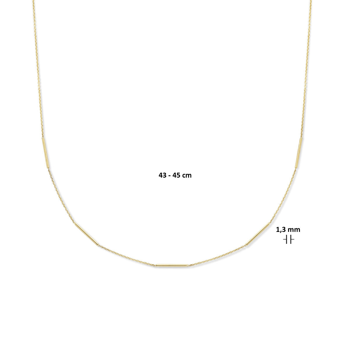 collana barrette 43 - 45 cm 1,3 mm 14K oro giallo