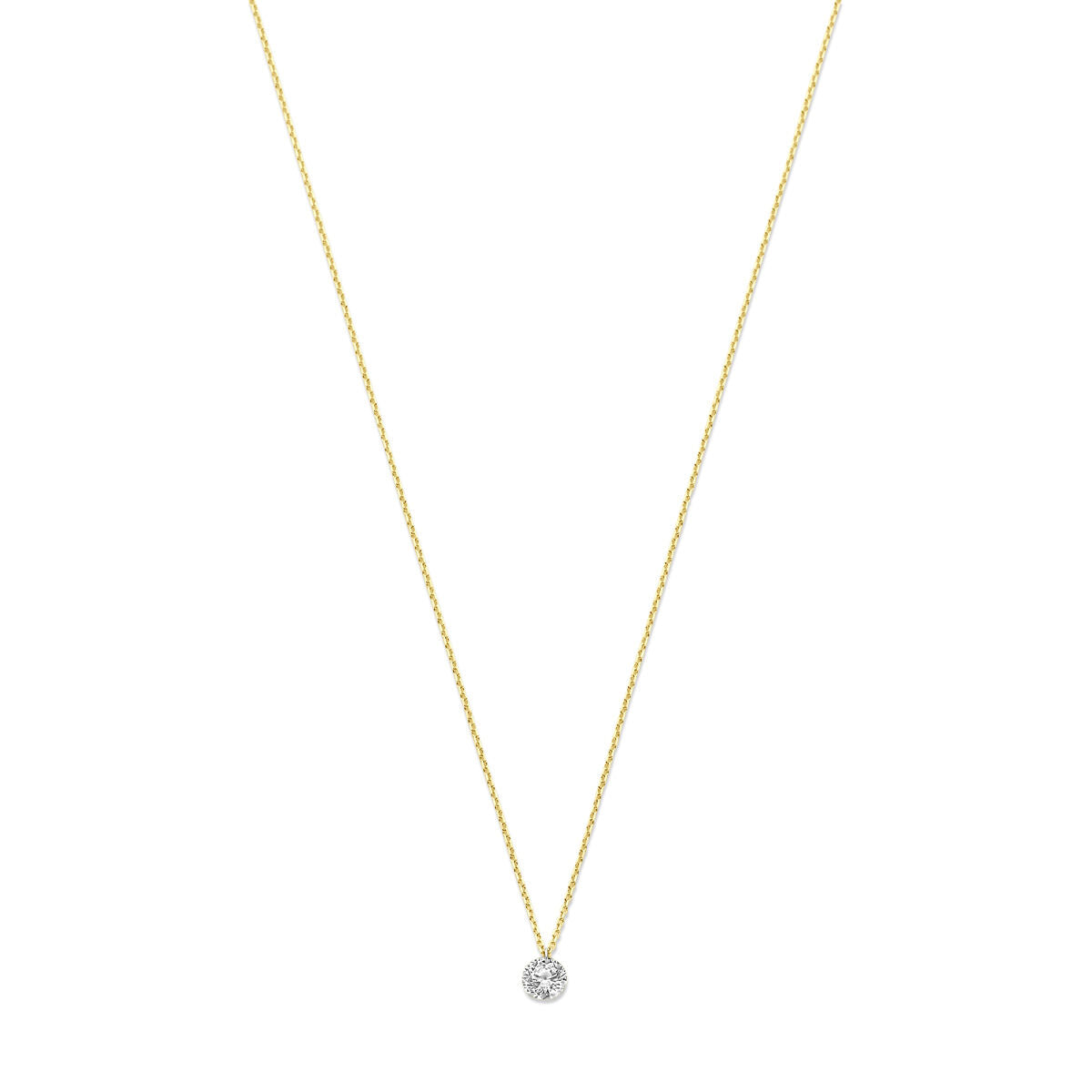 Collana in oro giallo 14K con diamante lab-grown di 0,25 ct, lunghezza regolabile 40-42-44 cm.